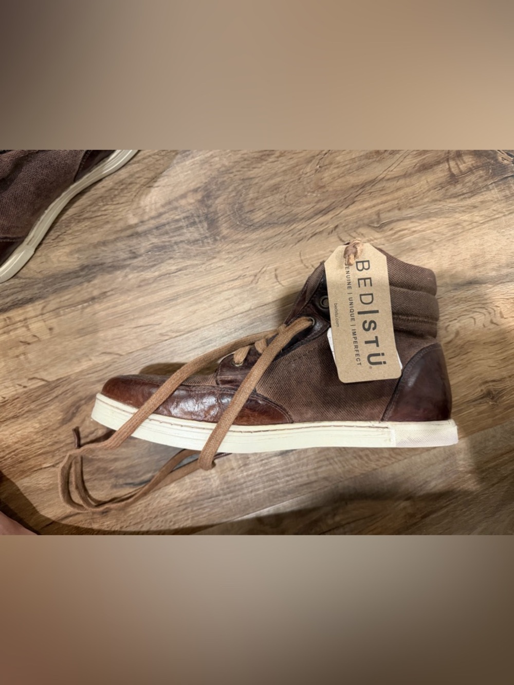 Bed Stu Brown Canvas & Leather High-Top Sneakers - Picture 3 of 4